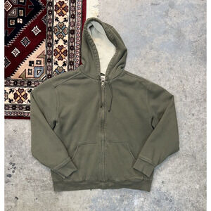 LL Bean Hoodie Full Zip Katahdin Iron Works Sherpa Lined Sweatshirt Men’s Large